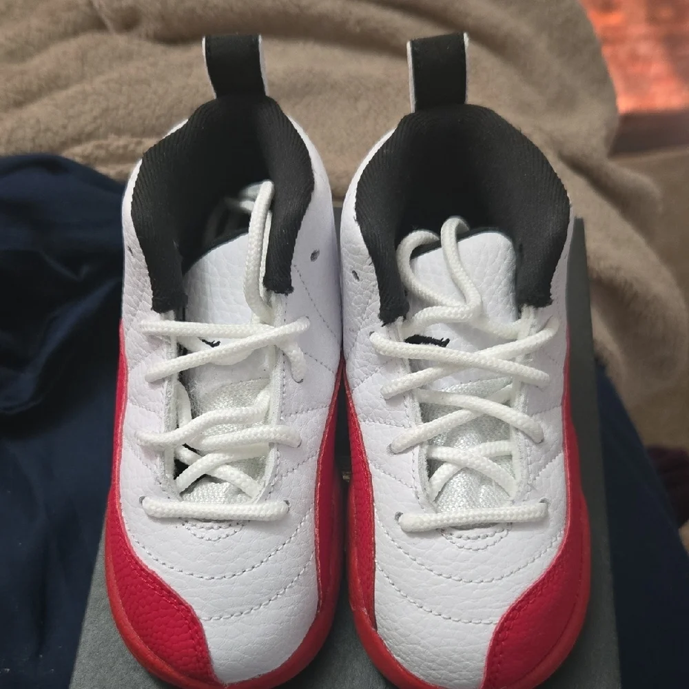 Jordan White and Red High-Top Sneakers - Picture 1 of 5